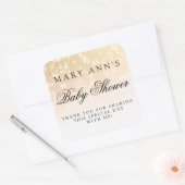 Baby shower Dank u Gold Bokeh Sparkle Lights Vierkante Sticker (Envelop)