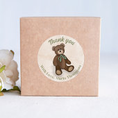 Baby shower Dank u Green Teddy Bear Ronde Sticker