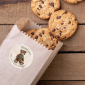 Baby shower Dank u Green Teddy Bear Ronde Sticker