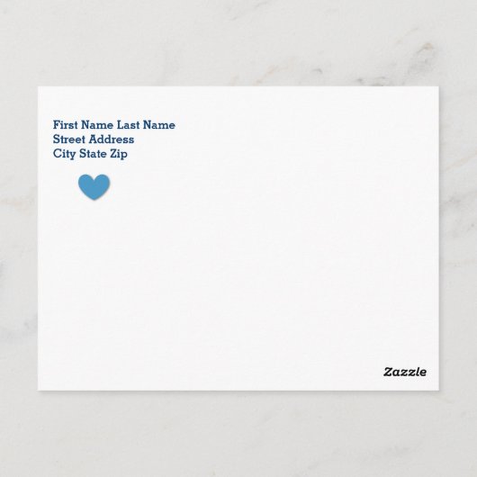 BABY SHOWER DANK U Harten Stripes V05 BLAUW Briefkaart (Achterkant)