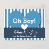 BABY SHOWER DANK U Harten Stripes V05 BLAUW Briefkaart (Voorkant)