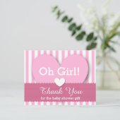 BABY SHOWER DANK U HEBT DE Stripes V06 PINK Briefkaart (Staand voorkant)