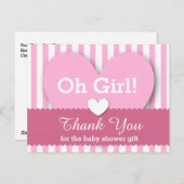 BABY SHOWER DANK U HEBT DE Stripes V06 PINK Briefkaart (Voorkant / Achterkant)