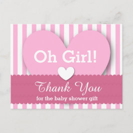 BABY SHOWER DANK U HEBT DE Stripes V06 PINK Briefkaart
