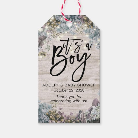 Baby shower Dank u het hout van het Koord van het  Cadeaulabel (Voorkant)