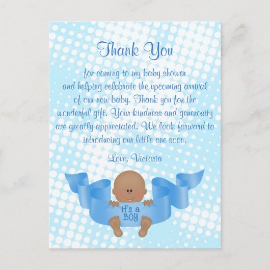 Baby shower Dank U Het is een Jongen Baby Jongen Briefkaart (Voorkant)
