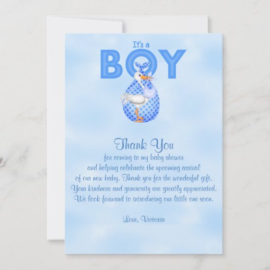 Baby shower Dank U Het is een Jongen Baby Jongen Kaart (Voorkant)