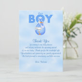 Baby shower Dank U Het is een Jongen Baby Jongen Kaart (Staand voorkant)