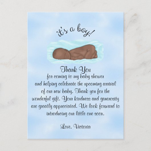 Baby shower Dank U Het is een Jongen Etnisch Briefkaart (Voorkant)