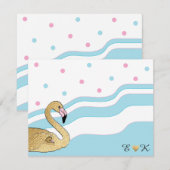 Baby shower Dank u Kaart "Flamingo Mam & Baby" (Voorkant / Achterkant)