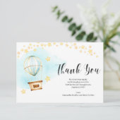 Baby shower Dank u kaart hete luchtballondieren (Staand voorkant)