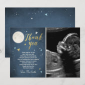 Baby shower Dank u kaart Liefde U naar de maan (Voorkant / Achterkant)