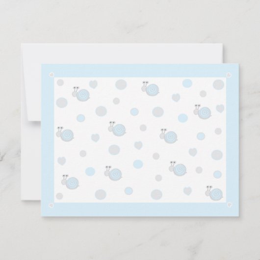 Baby shower Dank u kaart, "Snips and Snails" Bedankkaart (Achterkant)