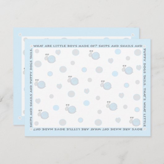 Baby shower Dank u kaart, "Snips and Snails" Bedankkaart (Voorkant / Achterkant)