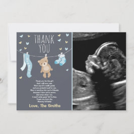 Baby shower Dank u kaart Teddy Bear Blauw