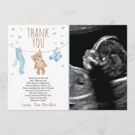 Baby shower Dank u kaart Teddy Bear Blauw