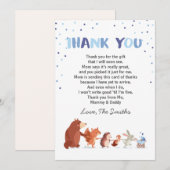 Baby shower Dank u kaart Woodland Boy Blue (Voorkant / Achterkant)