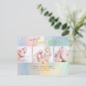 Baby shower Dank u kleurrijke penseelstreken Briefkaart (Staand voorkant)