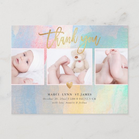 Baby shower Dank u kleurrijke penseelstreken Briefkaart (Voorkant)