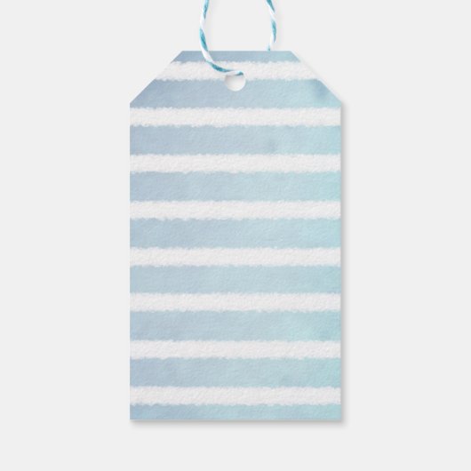 Baby shower Dank u konijnenblauw witte streep Cadeaulabel (Achterkant)