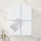 Baby shower Dank u Label | Grijze streep met voeta Cadeaulabel (Met Touw)
