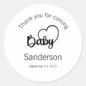 Baby shower Dank u labels, Stickers (Voorkant)