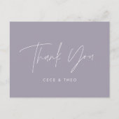 Baby shower dank u lila paarse elegant modern briefkaart (Voorkant)
