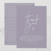 Baby shower dank u lila paarse elegant modern kaart (Voorkant / Achterkant)