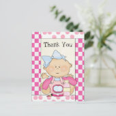 Baby shower Dank u meisje briefkaart (Staand voorkant)