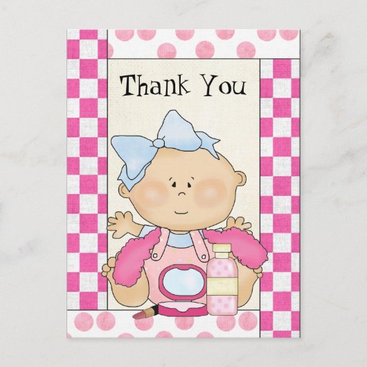 Baby shower Dank u meisje briefkaart (Voorkant)