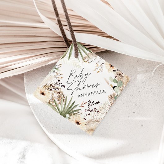 Baby shower dank u moderne pampas grasspriet bedankjes labels