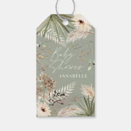 Baby shower dank u moderne pampas grasspriet cadeaulabel