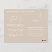 Baby shower dank u natuurlijk beige elegant modern briefkaart (Achterkant)