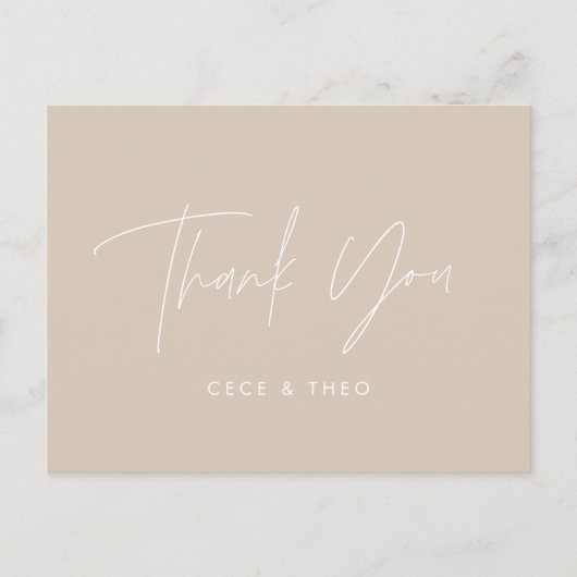 Baby shower dank u natuurlijk beige elegant modern briefkaart (Voorkant)