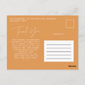 Baby shower dank u oranje elegant modern briefkaart (Achterkant)