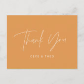 Baby shower dank u oranje elegant modern briefkaart (Voorkant)