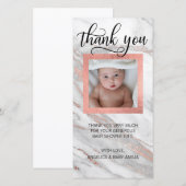 baby shower DANK U Pink Gold Foil | FOTO Bedankkaart (Voorkant / Achterkant)