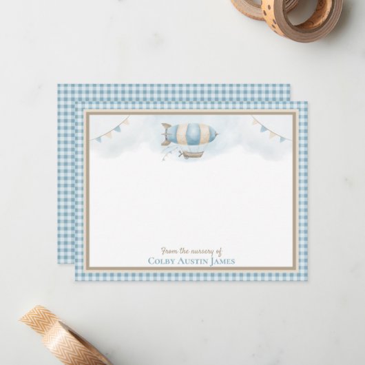 Baby shower dank u platte briefkaarten (Voorkant / Achterkant in situ)