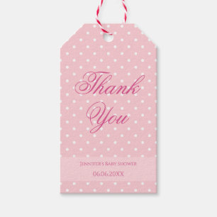 Baby shower Dank u Polka Dots Blush Pink Modern Cadeaulabel