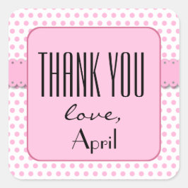 BABY SHOWER Dank u Roze Polka Dots V11A Vierkante Sticker