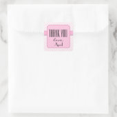 BABY SHOWER Dank u Roze Polka Dots V11A Vierkante Sticker (Tas)
