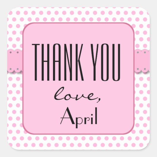 BABY SHOWER Dank u Roze Polka Dots V11A Vierkante Sticker (Voorkant)