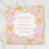 Baby shower Dank u roze rozen Waterverf Bloom Bedankjes Labels (Voorkant)