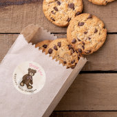 Baby shower Dank u roze teddybeer Ronde Sticker