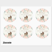 Baby shower Dank u roze Waterverf bloemen Ronde Sticker (Vel)