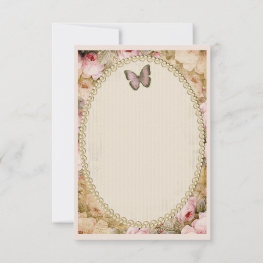  Baby shower Dank u Rozen en vlinder Bedankkaart (Achterkant)