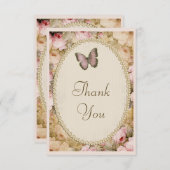 Baby shower Dank u Rozen en vlinder Bedankkaart (Voorkant / Achterkant)