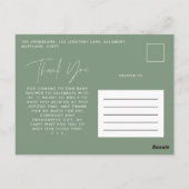 Baby shower dank u Sage Green Elegant Modern Briefkaart (Achterkant)