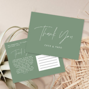 Baby shower dank u Sage Green Elegant Modern Briefkaart