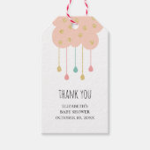 Baby shower dank u. Schattigee roze wolk. Baby mei Cadeaulabel (Voorkant)